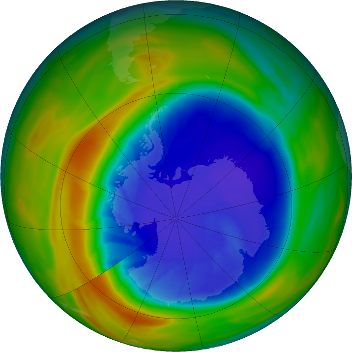 Antarctic ozone map for 15 September 2024